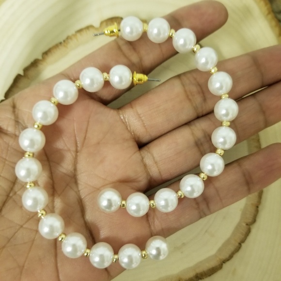 Pearl Hoop Earrings - Picture 6 of 6